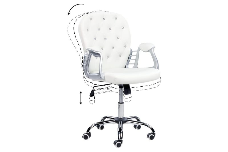 Kontorsstol med kristaller Princess Vit/Svart/Silver - Vit/Svart/Silver - Möbler - Fåtölj & stolar - Kontorsstol & skrivbordsstol
