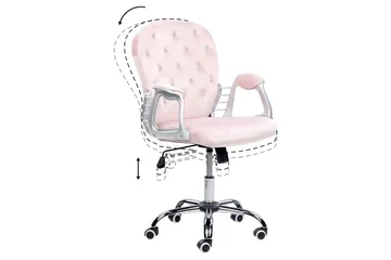 Kontorsstol med kristaller Princess Pastellrosa/Silver/Svart - Pastellrosa/Silver/Svart - Möbler - Fåtölj & stolar - Kontorsstol & skrivbordsstol