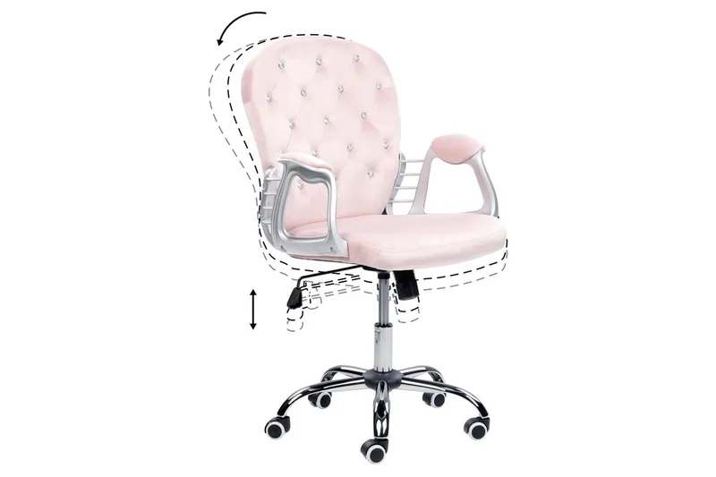 Kontorsstol med kristaller Princess Pastellrosa/Silver/Svart - Pastellrosa/Silver/Svart - Möbler - Fåtölj & stolar - Kontorsstol & skrivbordsstol
