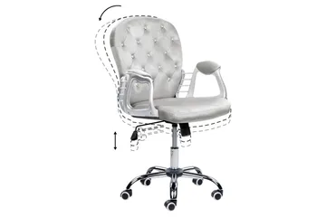 Kontorsstol med kristaller Princess Grå/Silver/Svart - Grå/Silver/Svart - Möbler - Fåtölj & stolar - Kontorsstol & skrivbordsstol