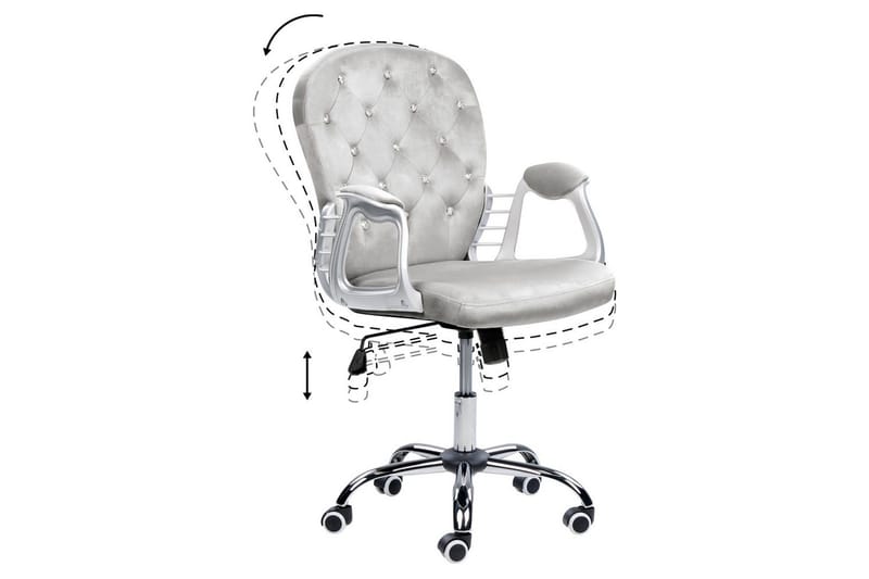 Kontorsstol med kristaller Princess Grå/Silver/Svart - Grå/Silver/Svart - Möbler - Fåtölj & stolar - Kontorsstol & skrivbordsstol