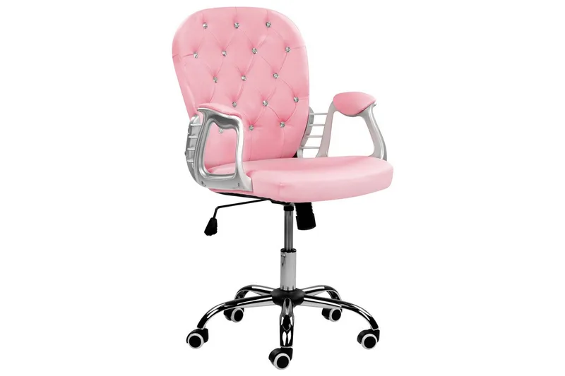 Kontorsstol med kristaller Princess Rosa/svart/silver - Rosa/svart/silver - Möbler - Fåtölj & stolar - Kontorsstol & skrivbordsstol