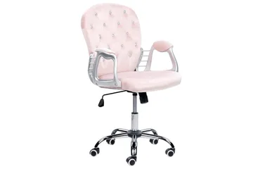 Kontorsstol med kristaller Princess Pastellrosa/Silver/Svart - Pastellrosa/Silver/Svart - Möbler - Fåtölj & stolar - Kontorsstol & skrivbordsstol