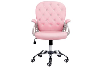 Kontorsstol med kristaller Princess Rosa/svart/silver - Rosa/svart/silver - Möbler - Fåtölj & stolar - Kontorsstol & skrivbordsstol