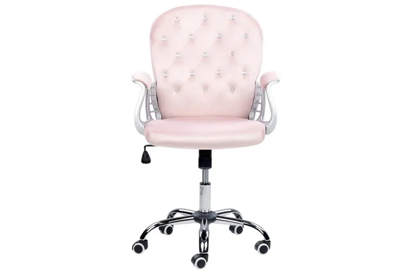 Kontorsstol med kristaller Princess Pastellrosa/Silver/Svart - Pastellrosa/Silver/Svart - Möbler - Fåtölj & stolar - Kontorsstol & skrivbordsstol