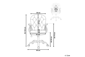 Kontorsstol med kristaller Princess Vit/Svart/Silver - Vit/Svart/Silver - Möbler - Fåtölj & stolar - Kontorsstol & skrivbordsstol