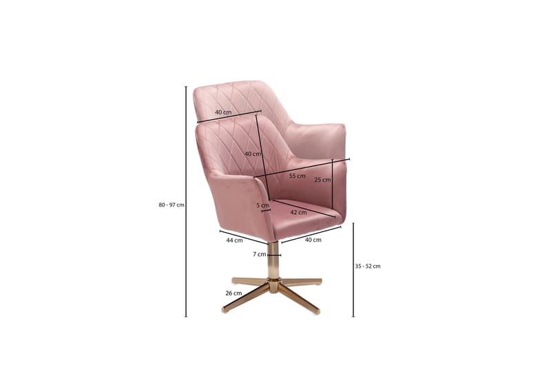 Clanton Kontorsstol med Armstöd - Rosa/Guld - Kontorsstol & skrivbordsstol