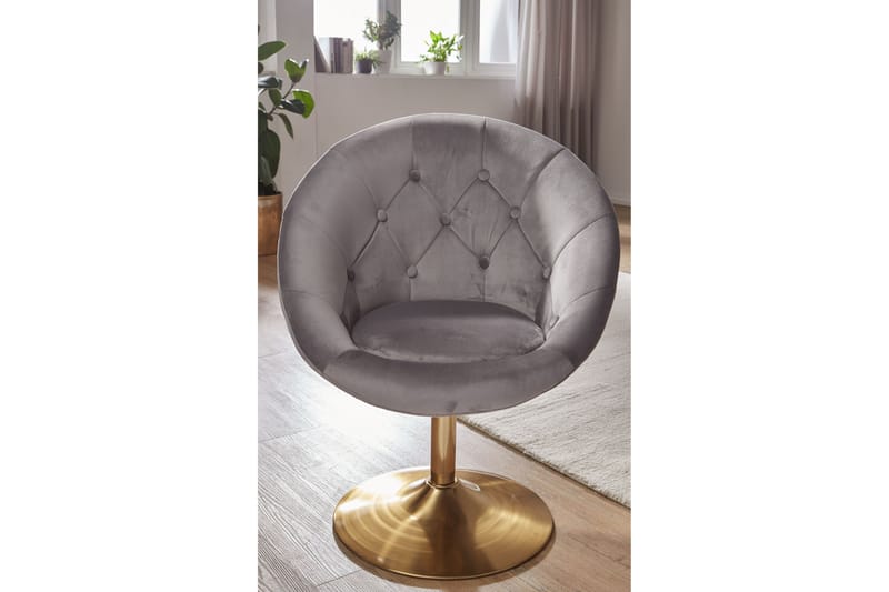 Clanton Kontorsstol Sammet - Grå/Guld - Möbler - Fåtölj & stolar - Kontorsstol & skrivbordsstol