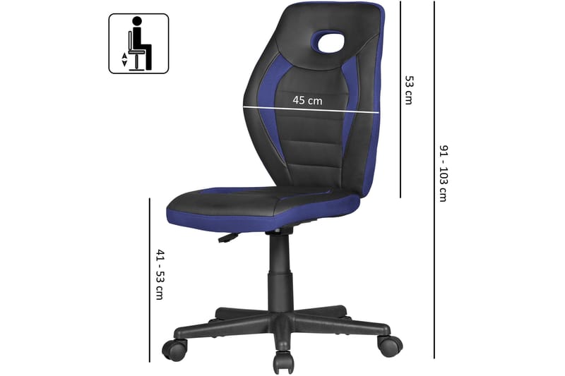 Handerson Skrivbordsstol för Barn - Blå|Svart - Möbler - Barnmöbler - Barnstol - Skrivbordsstol barn