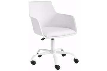 Kontorsstol Leslie - PU|Vit|Metall - Möbler - Fåtölj & stolar - Kontorsstol & skrivbordsstol