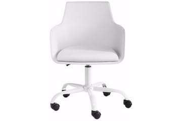 Kontorsstol Leslie - PU|Vit|Metall - Möbler - Fåtölj & stolar - Kontorsstol & skrivbordsstol