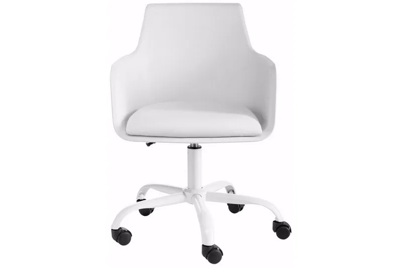 Kontorsstol Leslie - PU|Vit|Metall - Möbler - Fåtölj & stolar - Kontorsstol & skrivbordsstol