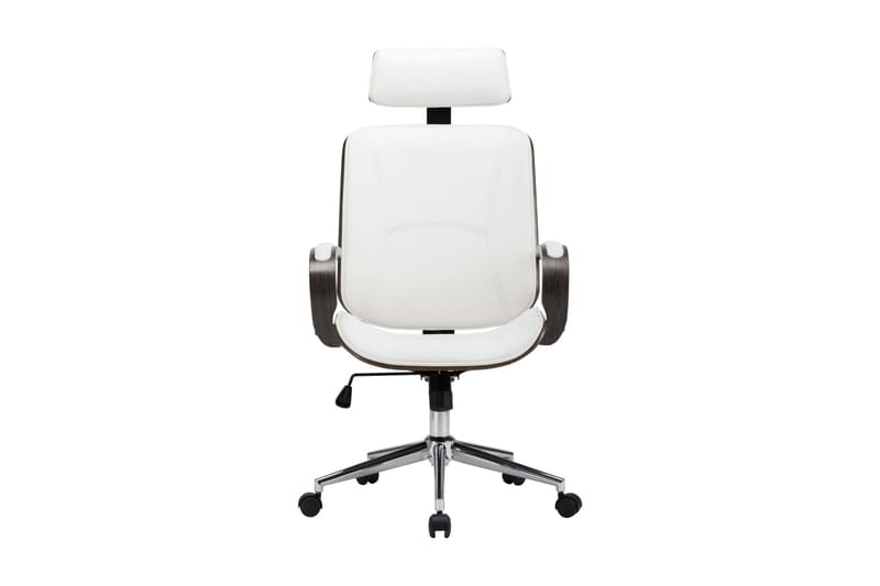 Kontorsstol snurrbar med nackstöd vit konstläder och böjträ - Vit - Kontorsstol & skrivbordsstol