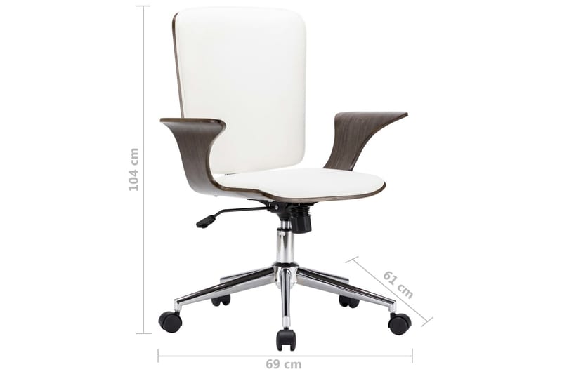 Kontorsstol snurrbar vit konstläder och böjträ - Vit - Kontorsstol & skrivbordsstol