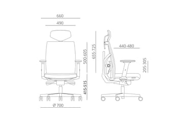 Kontorstol Tune 70x70xh111-128 cm Grå - Möbler - Fåtölj & stolar - Kontorsstol & skrivbordsstol