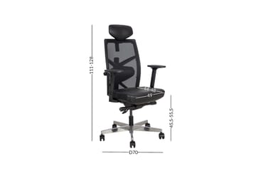 Kontorstol Tune 70x70xh111-128 cm Säte: Läder - Svart - Möbler - Fåtölj & stolar - Kontorsstol & skrivbordsstol