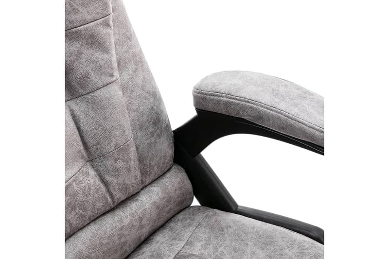 Massagekontorsstol ljusgrå äkta läder - Grå - Kontorsstol & skrivbordsstol