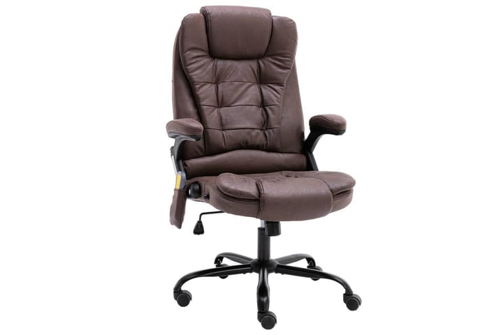 Massagekontorsstol mörkbrun äkta läder - Kontorsstol & skrivbordsstol