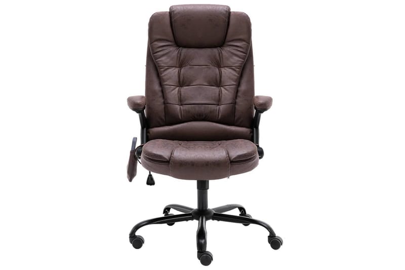 Massagekontorsstol mörkbrun äkta läder - Brun - Kontorsstol & skrivbordsstol