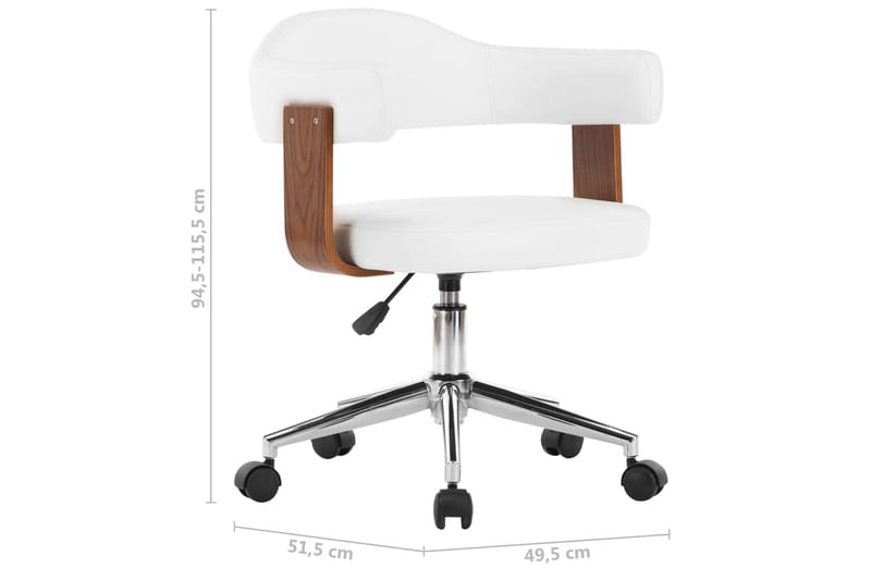Snurrbar kontorsstol böjträ och konstläder vit - Vit - Kontorsstol & skrivbordsstol
