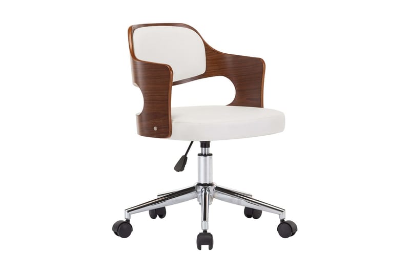 Snurrbar kontorsstol böjträ och konstläder vit - Vit - Kontorsstol & skrivbordsstol