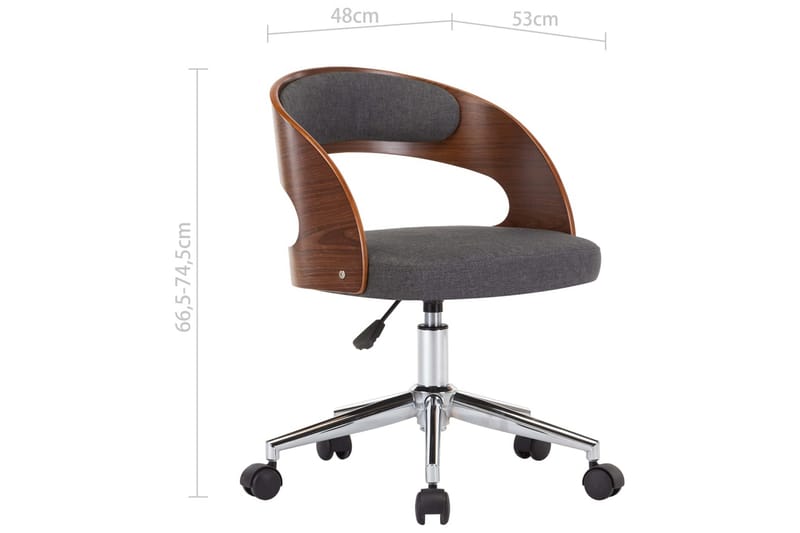 Snurrbar kontorsstol böjträ och tyg grå - Grå - Kontorsstol & skrivbordsstol