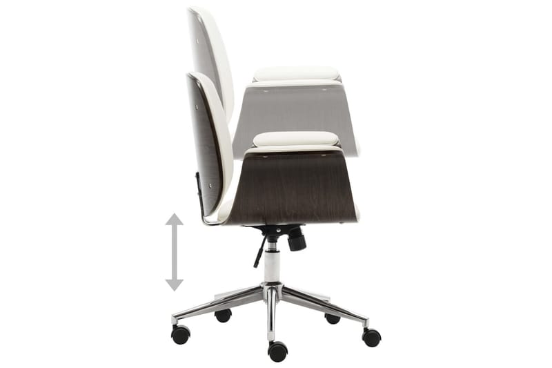 Kontorsstol vit böjträ och konstläder - Vit - Kontorsstol & skrivbordsstol