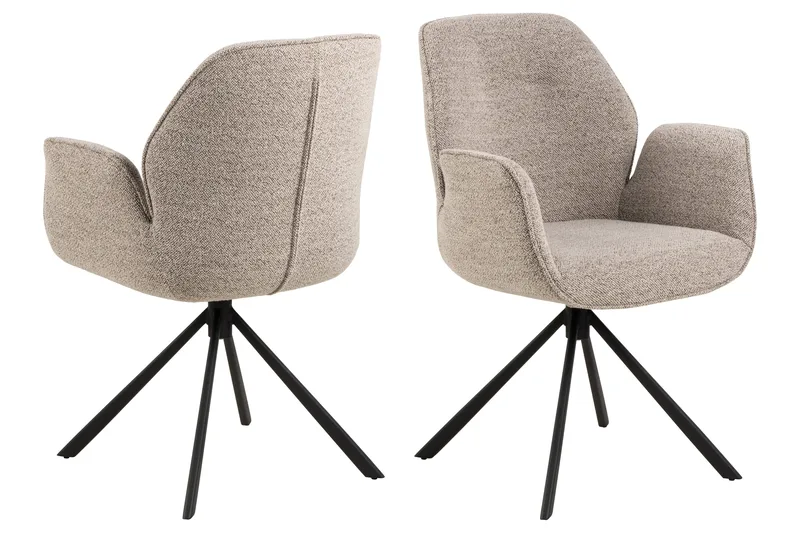 Lipie Matstol i Bouclé med Metallben, Beige