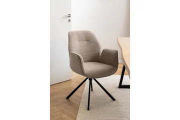 Lipie Matstol i Bouclé med Metallben - Beige - Möbler - Fåtölj & stolar - Matstol & köksstol