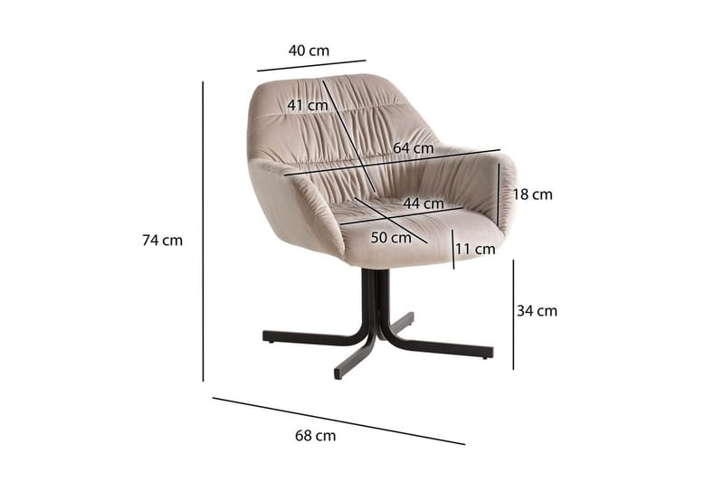 Lounge & Cocktailstol Wohnling mysig sammet klädd, med armstöd, modern stil Beige - Beige - Möbler - Fåtölj & stolar - Fåtölj