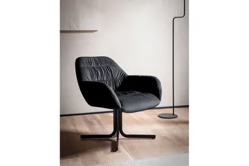 Lounge & Cocktailstol Wohnling mysig sammet klädd, med armstöd, modern stil Svart - Svart - Möbler - Fåtölj & stolar - Fåtölj