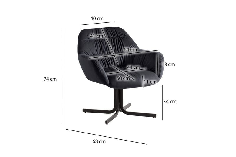 Lounge & Cocktailstol Wohnling mysig sammet klädd, med armstöd, modern stil Svart - Svart - Möbler - Fåtölj & stolar - Fåtölj
