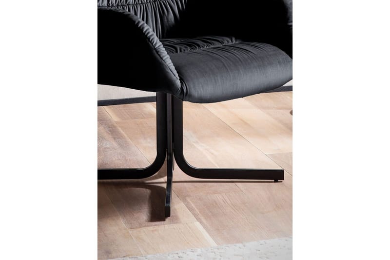 Lounge & Cocktailstol Wohnling mysig sammet klädd, med armstöd, modern stil Svart - Svart - Möbler - Fåtölj & stolar - Fåtölj