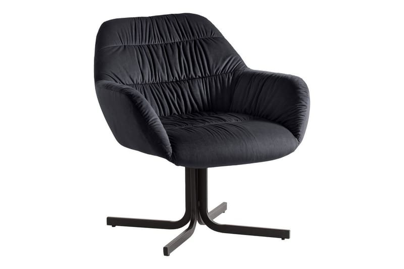 Lounge & Cocktailstol Wohnling mysig sammet klädd, med armstöd, modern stil Svart - Svart - Möbler - Fåtölj & stolar - Fåtölj