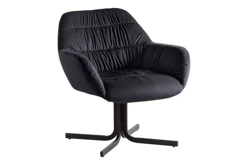 Lounge & Cocktailstol Wohnling mysig sammet klädd, med armstöd, modern stil Svart, Svart