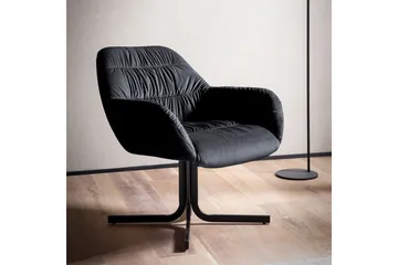 Lounge & Cocktailstol Wohnling mysig sammet klädd, med armstöd, modern stil Svart - Svart - Möbler - Fåtölj & stolar - Fåtölj