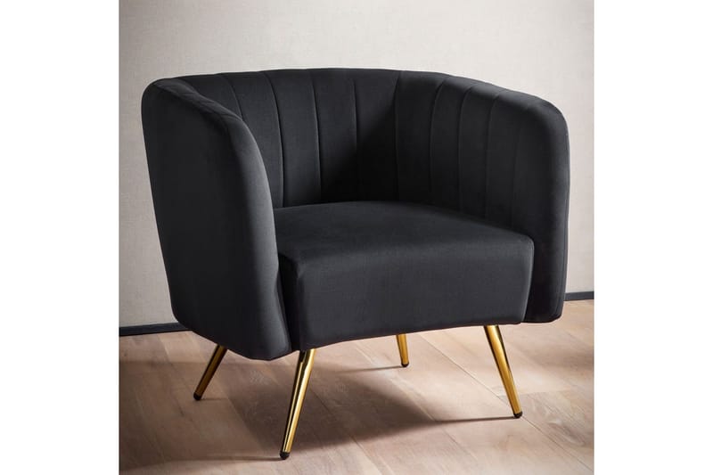 Lounge & Cocktailstol Wohnling Sammet stoppad Gyllene Metallben Industriell - Möbler - Fåtölj & stolar - Matstol & köksstol