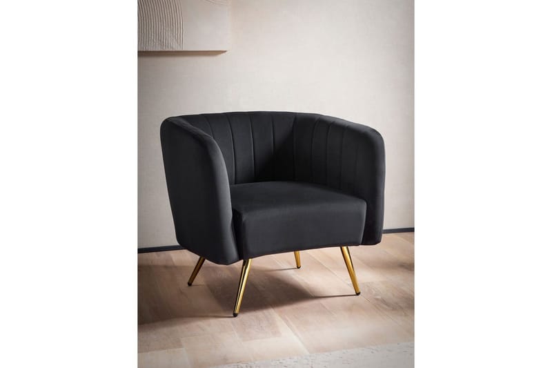 Lounge & Cocktailstol Wohnling Sammet stoppad Gyllene Metallben Industriell - Möbler - Fåtölj & stolar - Matstol & köksstol