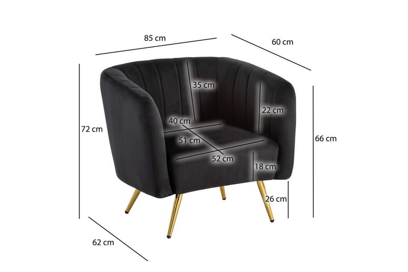 Lounge & Cocktailstol Wohnling Sammet stoppad Gyllene Metallben Industriell - Möbler - Fåtölj & stolar - Matstol & köksstol