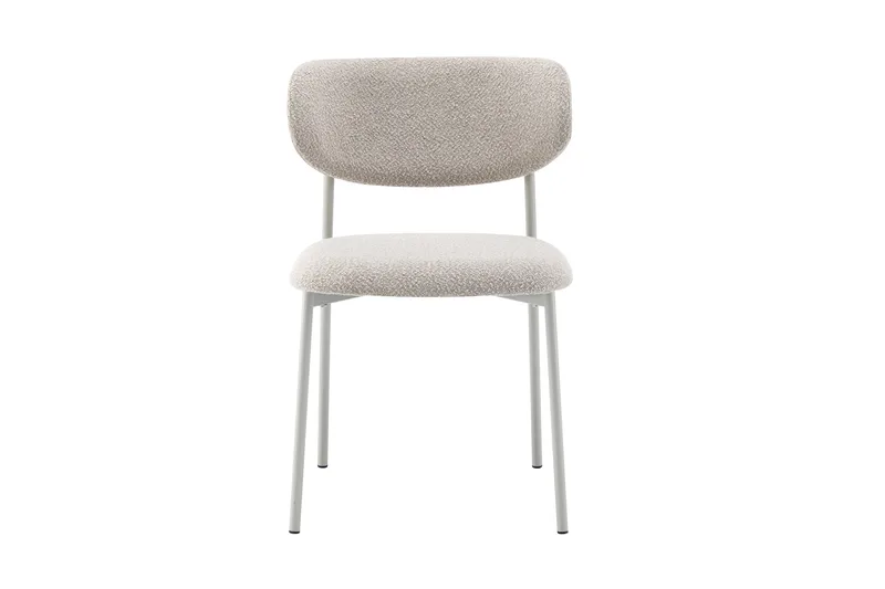 Lucy Matstol & Köksstol i Bouclé med Sandfärgade Metallben - Beige - Möbler - Fåtölj & stolar - Matstol & köksstol