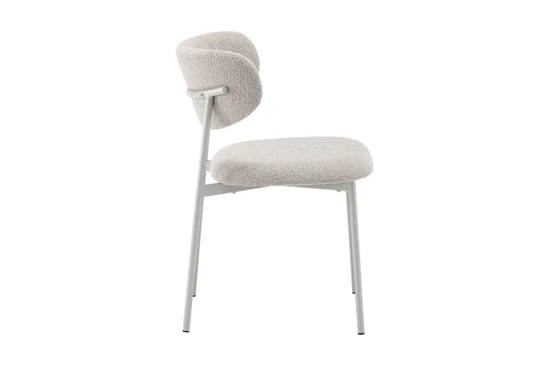 Lucy Matstol & Köksstol i Bouclé med Sandfärgade Metallben - Beige - Möbler - Fåtölj & stolar - Matstol & köksstol