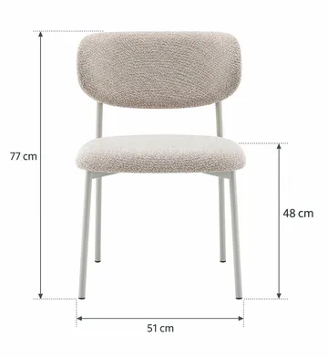 Lucy Matstol & Köksstol i Bouclé med Sandfärgade Metallben - Beige - Möbler - Fåtölj & stolar - Matstol & köksstol