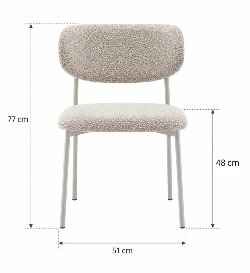 Lucy Matstol & Köksstol i Bouclé med Sandfärgade Metallben - Beige - Möbler - Fåtölj & stolar - Matstol & köksstol
