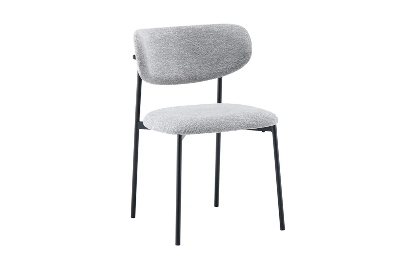 Lucy Matstol & Köksstol i Bouclé med Svarta Metallben - Grå - Möbler - Fåtölj & stolar - Matstol & köksstol