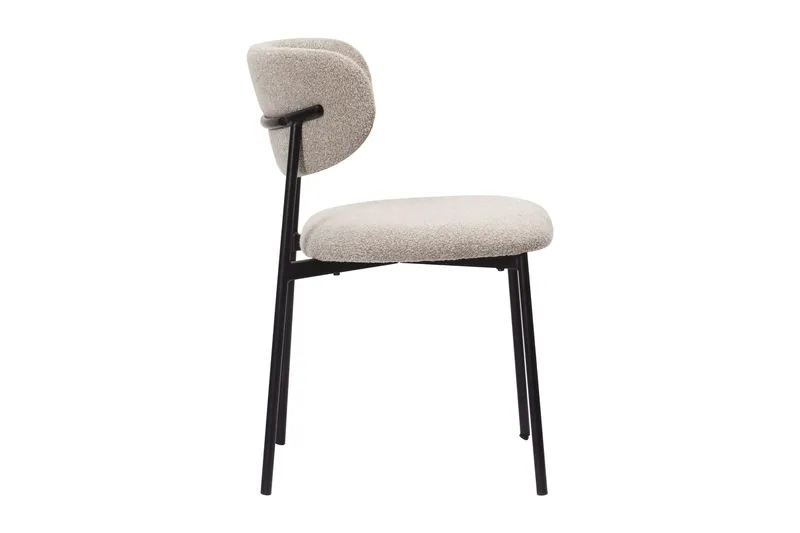Lucy Matstol - Greige Bouclé / Metallben Svart - Möbler - Fåtölj & stolar - Matstol & köksstol
