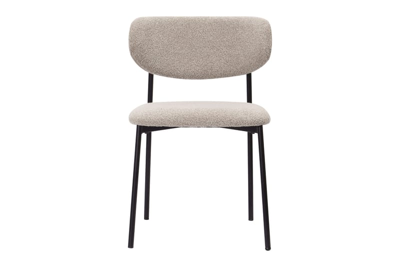 Lucy Matstol, Greige Bouclé / Metallben Svart