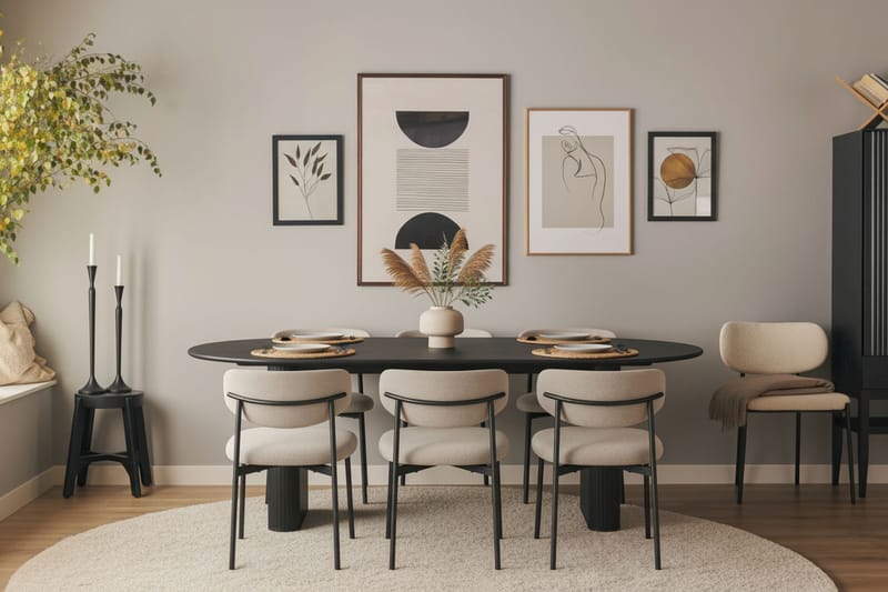 Lucy Matstol - Greige Bouclé / Metallben Svart - Möbler - Fåtölj & stolar - Matstol & köksstol