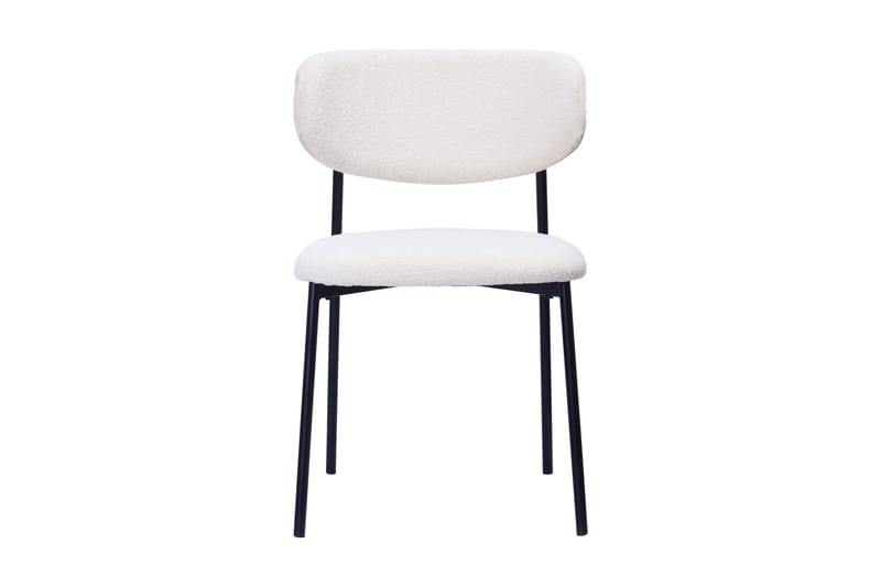 Lucy Matstol - Vit Bouclé / Metallben Svart - Möbler - Fåtölj & stolar - Matstol & köksstol