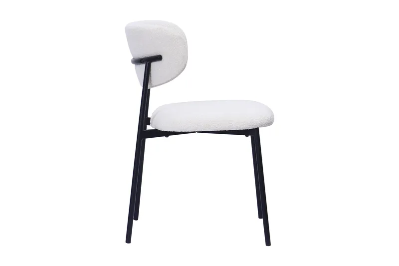 Lucy Matstol - Vit Bouclé / Metallben Svart - Möbler - Fåtölj & stolar - Matstol & köksstol