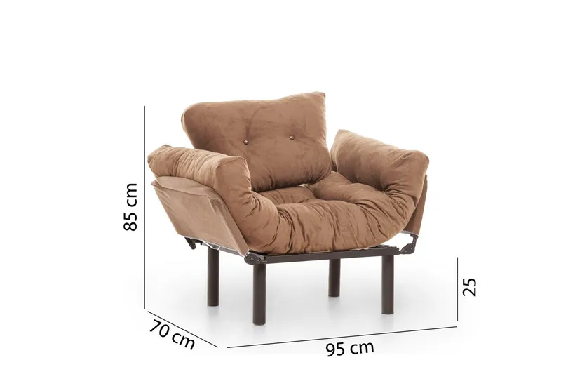 Maryborough Fällbar och Bäddbar Reclinerfåtölj i Velour - Brun - Möbler - Fåtölj & stolar - Fåtölj